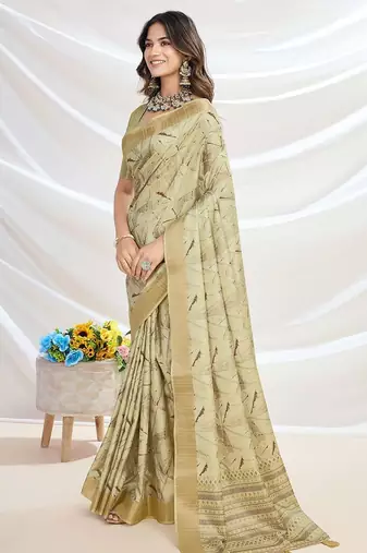 green ethnic motifs zari tussar saree