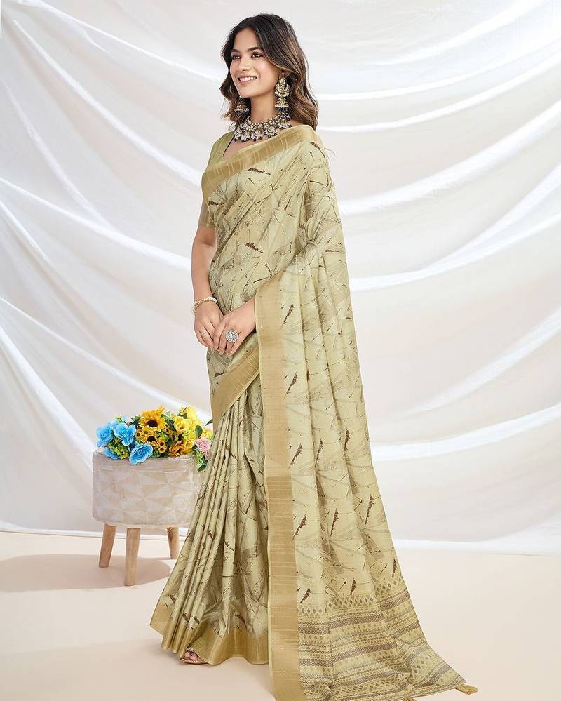 green ethnic motifs zari tussar saree
