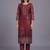 women ethnic motifs printed regular thread work chanderi silk kurta with trousers & with dupatta