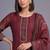 women ethnic motifs printed regular thread work chanderi silk kurta with trousers & with dupatta