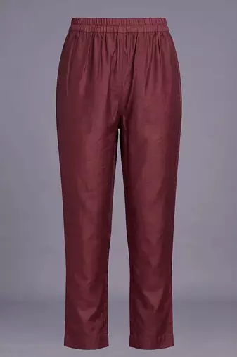 women ethnic motifs printed regular thread work chanderi silk kurta with trousers & with dupatta