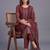women ethnic motifs printed regular thread work chanderi silk kurta with trousers & with dupatta