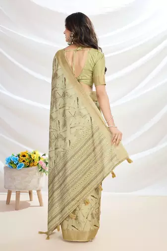 green ethnic motifs zari tussar saree