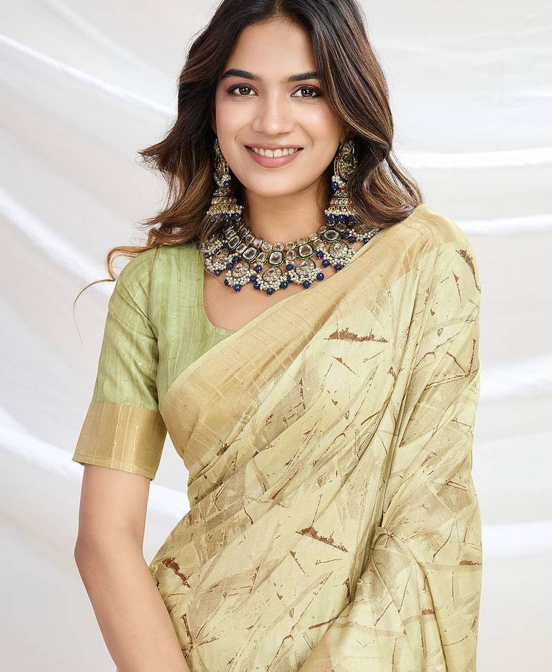 green ethnic motifs zari tussar saree