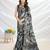 black floral printed tussar saree with blouse piece