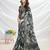 black floral printed tussar saree with blouse piece