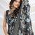 black floral printed tussar saree with blouse piece