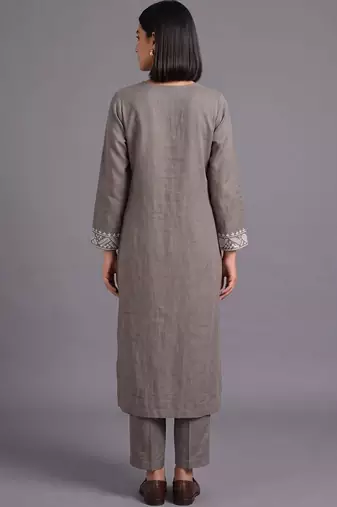 women ethnic motifs embroidered regular thread work kurta with trousers