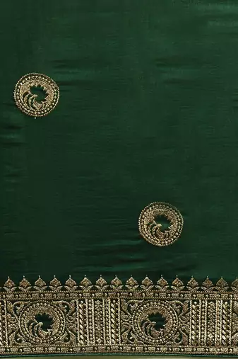 green green vichitra ethnic motifs embroidered silk blend saree