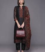 women ethnic motifs regular chanderi silk kurta with trousers & with dupatta