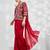 red red embellished embroidered zari pure georgette saree with jacket