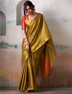 gold woven design tissue saree 1