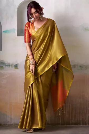 gold woven design tissue saree
