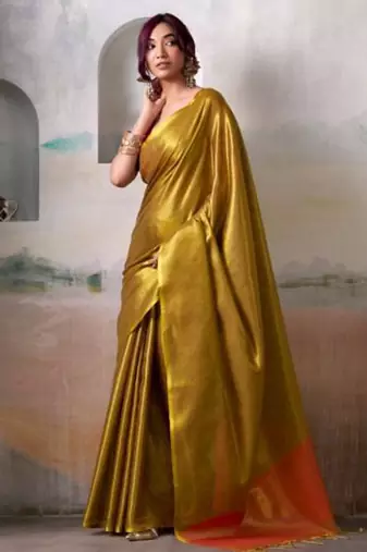 gold woven design tissue saree