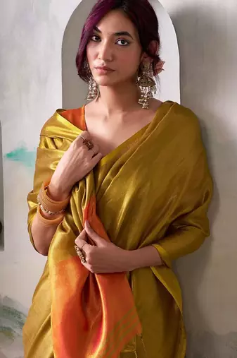 gold woven design tissue saree