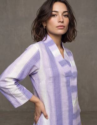 women striped regular cotton kurta with trousers 4