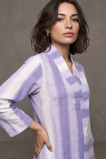women striped regular cotton kurta with trousers