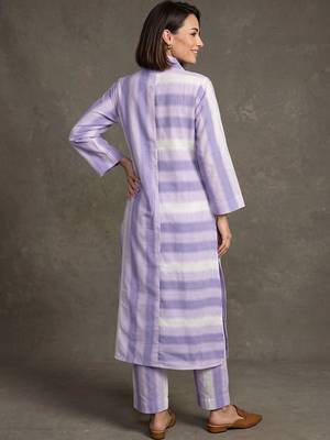 women striped regular cotton kurta with trousers 6