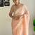 peach sequinned poly georgette saree  with blouse piece