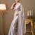 lavender beads and stones satin saree