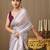 lavender beads and stones satin saree