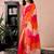 orange colourblocked pure linen ready to wear saree