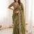 olive embellished embroidered satin heavy work saree