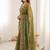 olive embellished embroidered satin heavy work saree