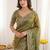 olive embellished embroidered satin heavy work saree