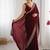maroon embellished embroidered silk blend heavy work saree