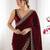 maroon embellished embroidered silk blend heavy work saree