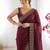 maroon embellished embroidered silk blend heavy work saree
