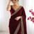 maroon embellished embroidered silk blend heavy work saree