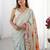 sea_green floral printed mirror work pure chiffon saree with blouse