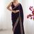 purple embellished embroidered silk blend heavy work saree