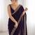 purple embellished embroidered silk blend heavy work saree