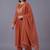 women ethnic motifs embroidered pleated mirror work kurta with trousers & with dupatta