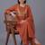 women ethnic motifs embroidered pleated mirror work kurta with trousers & with dupatta