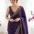 purple embellished embroidered silk blend heavy work saree