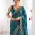 teal embellished zari silk blend saree