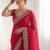 red embellished embroidered silk blend heavy work saree