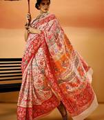pink woven design floral zari saree