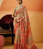 beige woven design zari saree