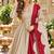 Beige&maroon roman silk readymade anarkali with embroidery work