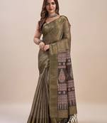 green bandhani printed zari saree