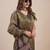 green bandhani printed zari saree