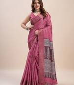 pink bandhani printed zari saree