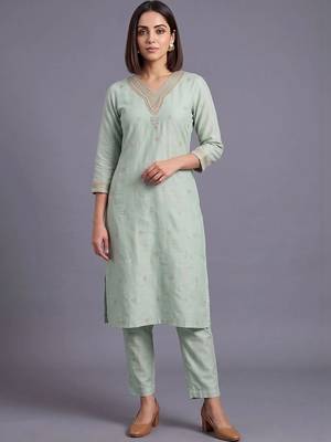 women ethnic motifs embroidered regular thread work kurta with trousers & with dupatta 3