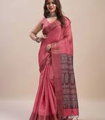 peach bandhani printed zari saree