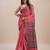 peach bandhani printed zari saree